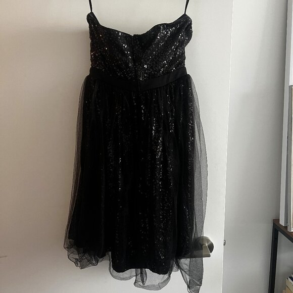 Ark and Co Black Strapless Sequin Holiday Dress Size Small - Picture 3 of 11